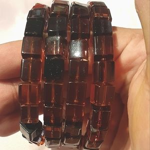 Cubic glass beads four round bracelet